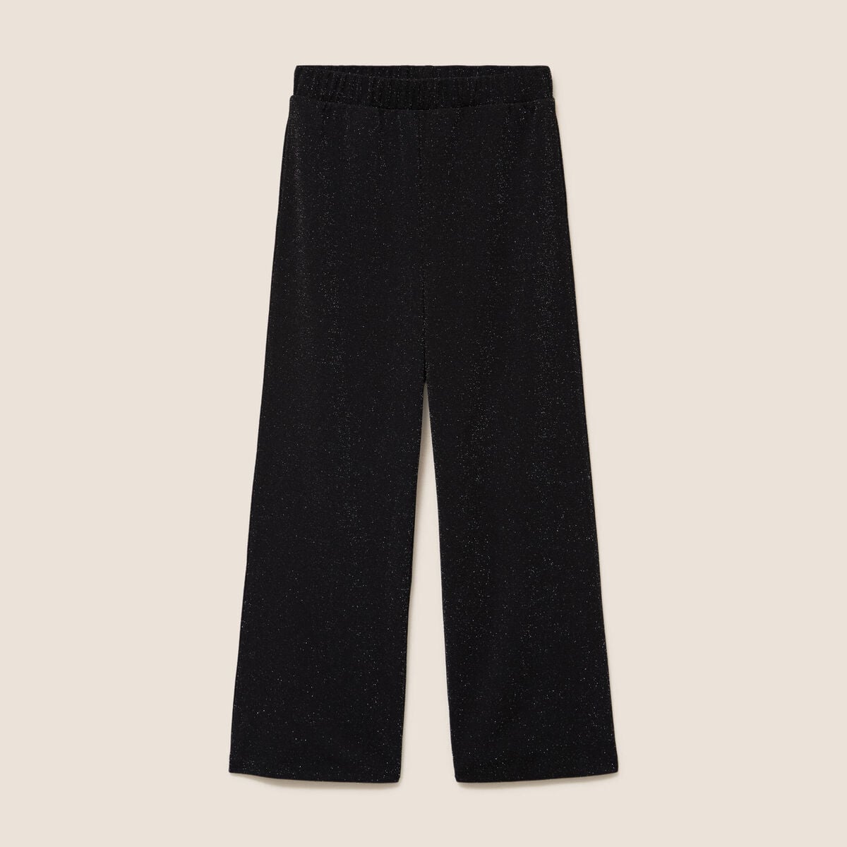 Pantalon large taille haute noir femme