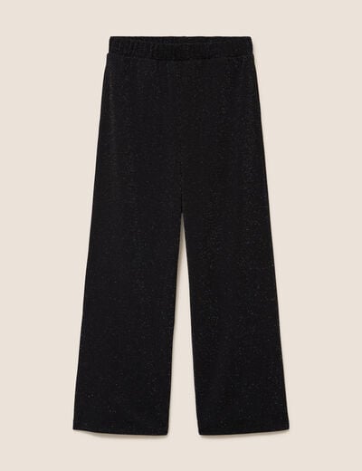 Pantalon large taille haute noir femme