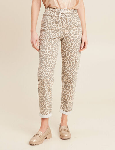 Pantalon paperbag 7/8ème blanc femme