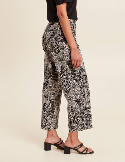 Pantalon large 7/8ème noir femme