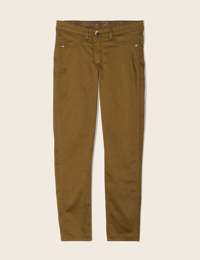 Pantalon enduit réversible couleur bronze femme