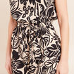 Robe droite courte col V manches courtes noir femme