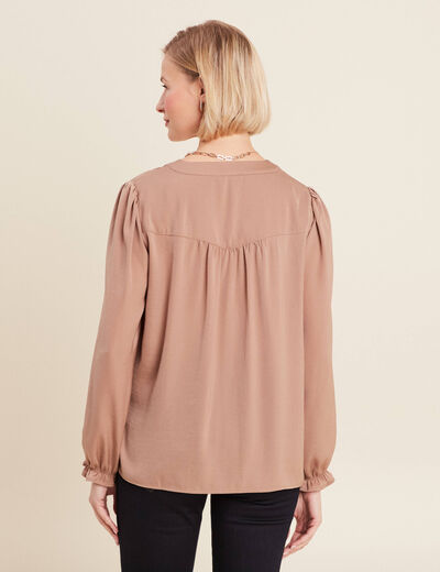 Blouse manches longues satin sable femme