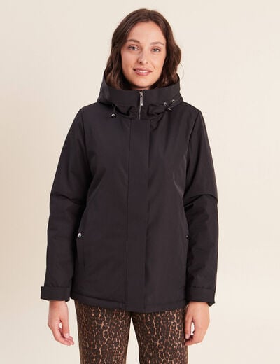 Parka doubl&eacute;e avec capuche noir femme