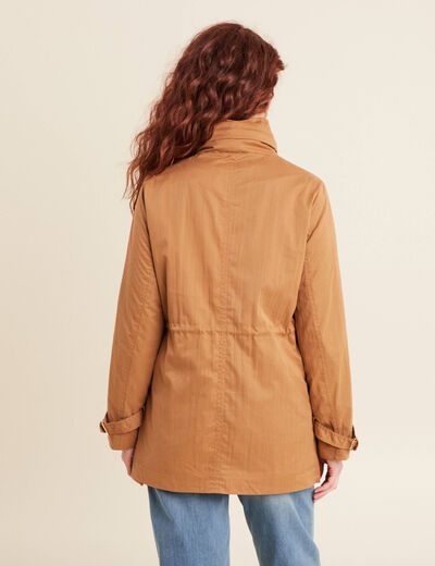 Parka cintrée col montant marron femme