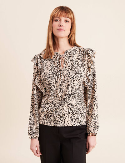 T-shirt manches longues beige femme
