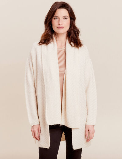 Gilet manches longues creme femme