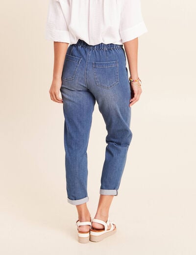 Jean coupe mom 7/8&egrave;me denim stone femme
