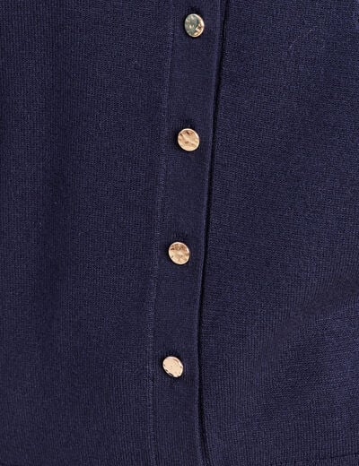 Gilet manches longues col rond bleu marine femme