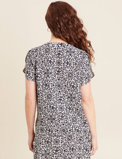 Blouse manches courtes bleu marine femme