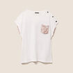 t-shirt col rond manches courtes ecru femme