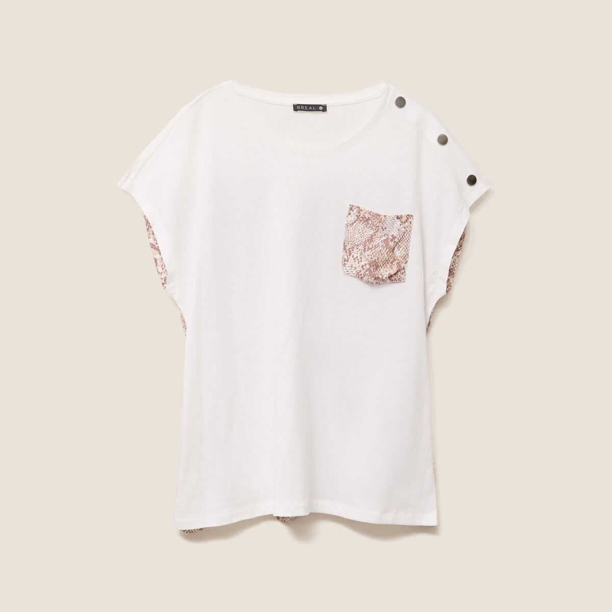 t-shirt col rond manches courtes ecru femme
