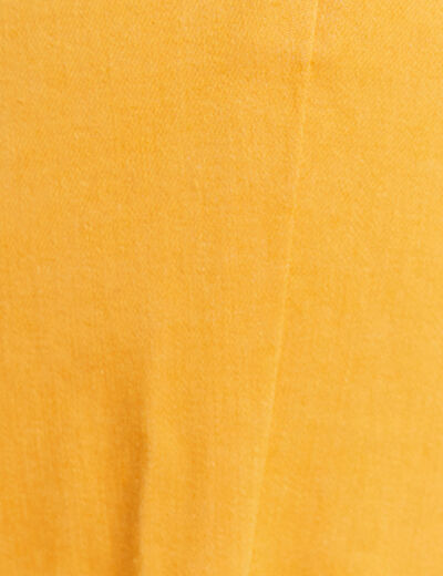 Pantacourt large taille haute jaune moutarde femme