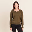 Pull manches longues vert kaki femme