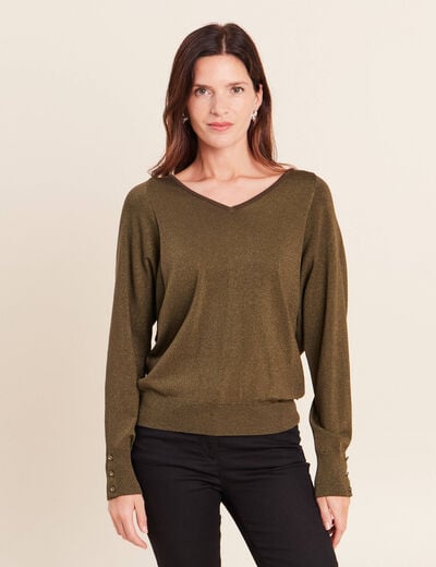 Pull manches longues vert kaki femme