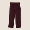 Jean taille haute en velours bordeaux femme