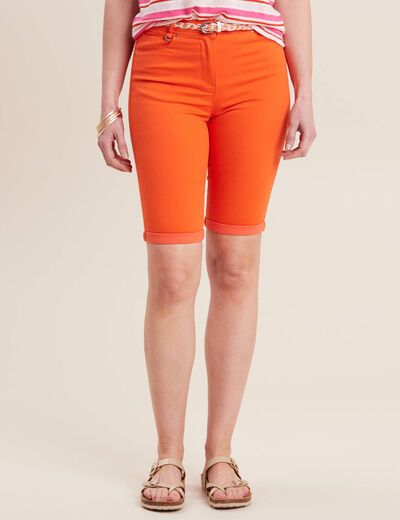 Bermuda ajusté ceinturé orange femme