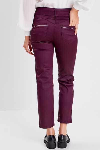 Pantalon droit prune femme