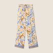Pantalon fluide taille haute bleu femme