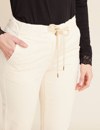 Pantalon jogging velours ivoire femme