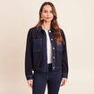 Veste droite courte manches longues denim brut femme