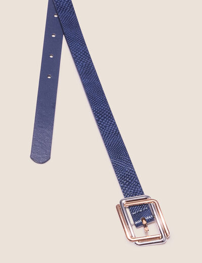 Ceinture embossée bleu marine femme