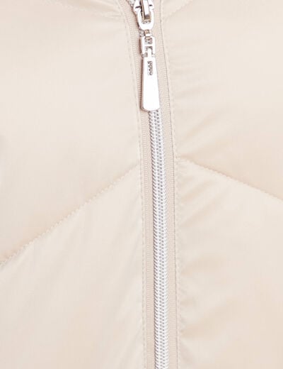 Doudoune mi-longue &agrave; capuche beige femme