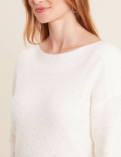 Pull manches longues ecru femme