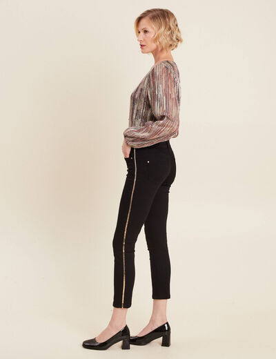Pantalon ajusté sequins noir femme