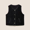 Gilet sans manches sans col noir femme