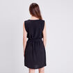 Robe droite ceintur&eacute;e noir femme