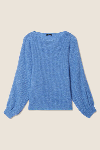 Pull manches longues bleu femme