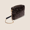 Sac en bandouli&egrave;re &agrave; sequins marron cognac femme
