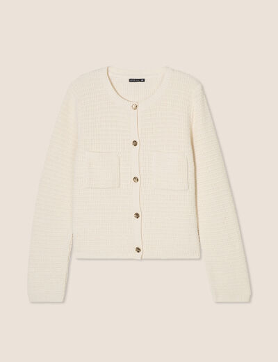 Gilet manches longues ecru femme