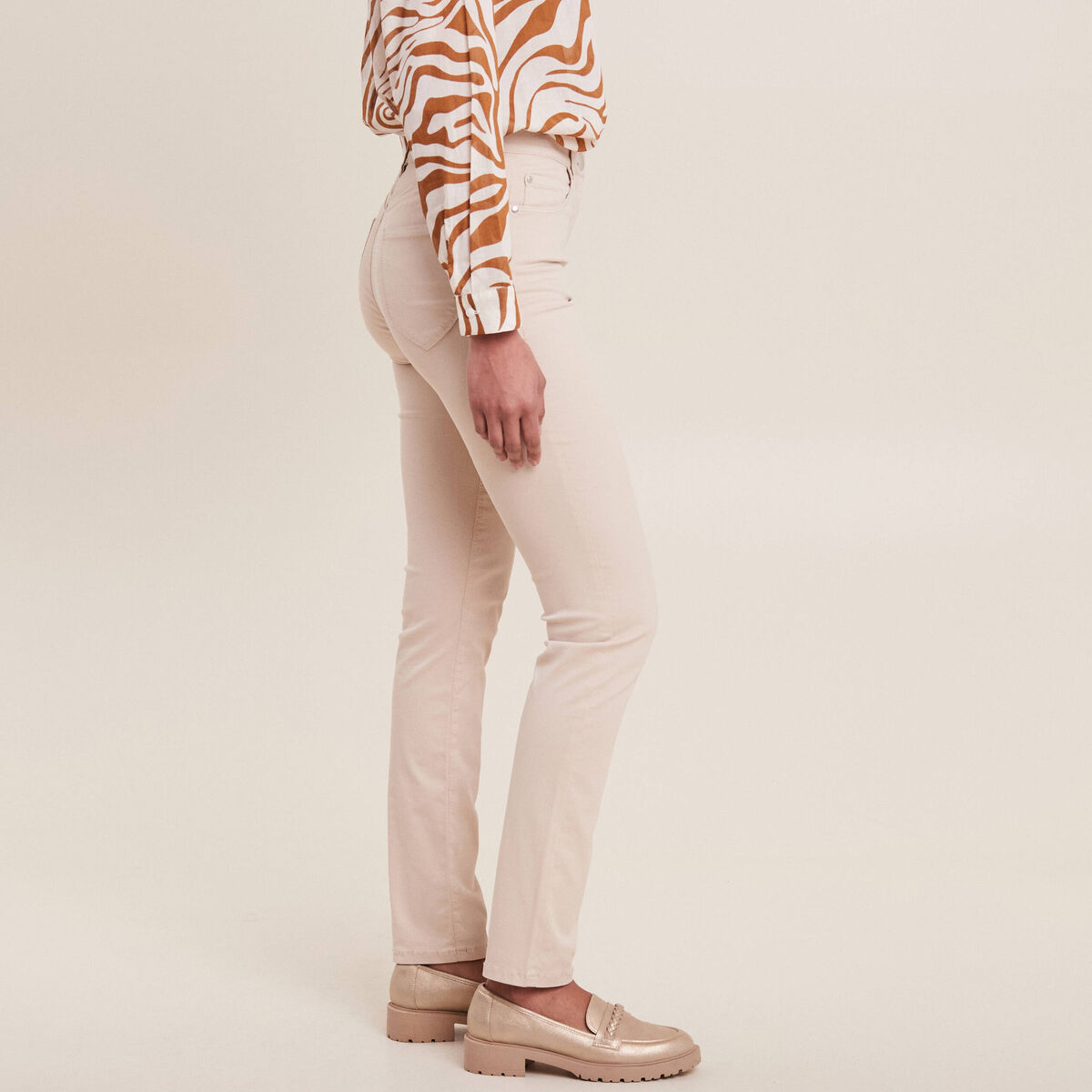 Pantalon magique ajusté taille standard ecru femme