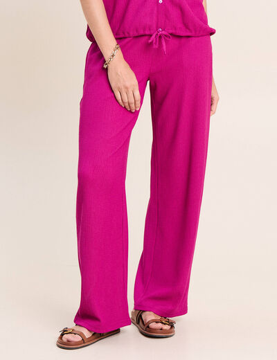 Pantalon large taille haute violet clair femme