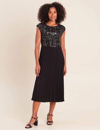 Robe midi &eacute;vas&eacute;e gris fonc&eacute; femme