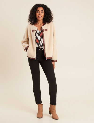Pantalon ajusté détails zippés noir femme