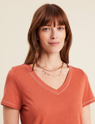 T-shirt manches courtes vieux rose femme