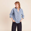 Chemise ample manches 3/4 col chemise denim double stone femme