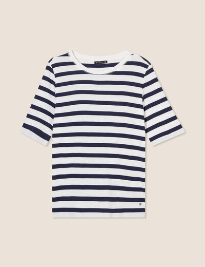T-shirt col rond bleu marine femme