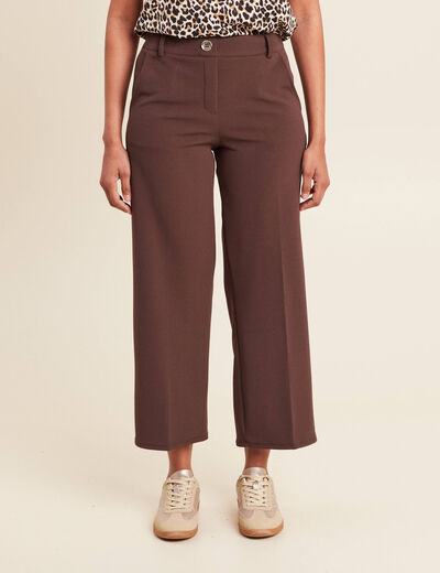 Pantalon large pinces marron femme