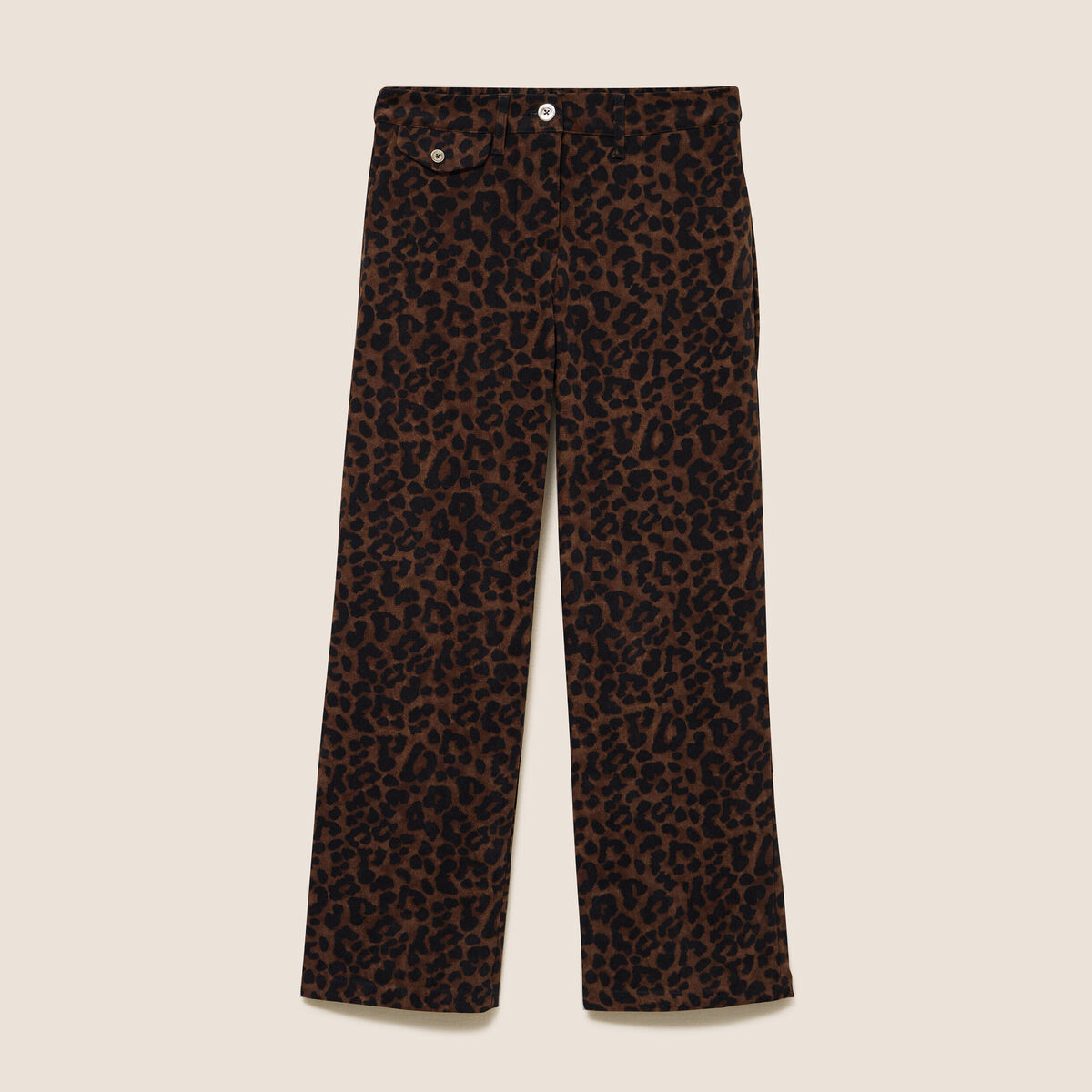 Pantalon taille haute marron femme