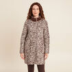 Manteau imprim&eacute; r&eacute;versible marron fonc&eacute; femme