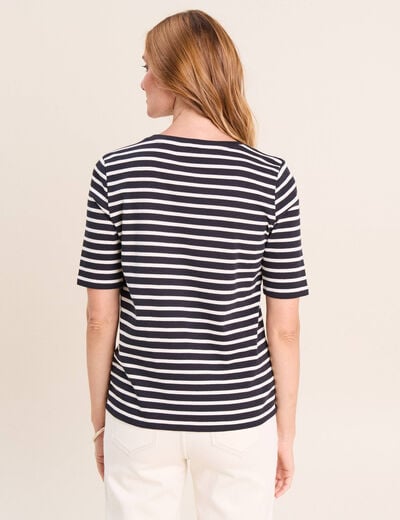 T-shirt col rond noir femme