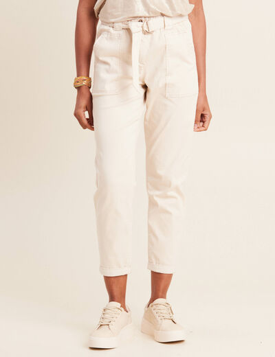 Pantalon large 7/8ème ivoire femme