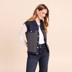 Veste sans manches col chemise bleu marine femme
