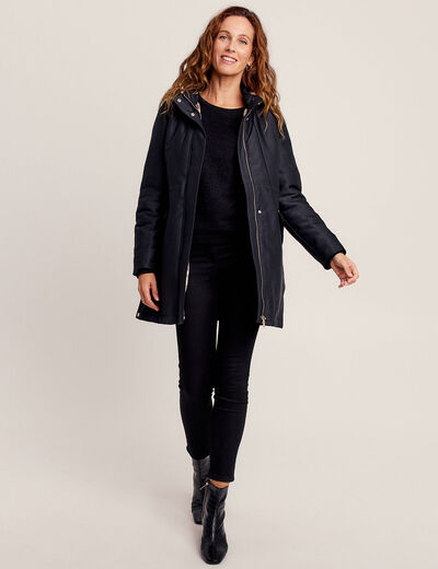 Parka droite à capuche noir femme
