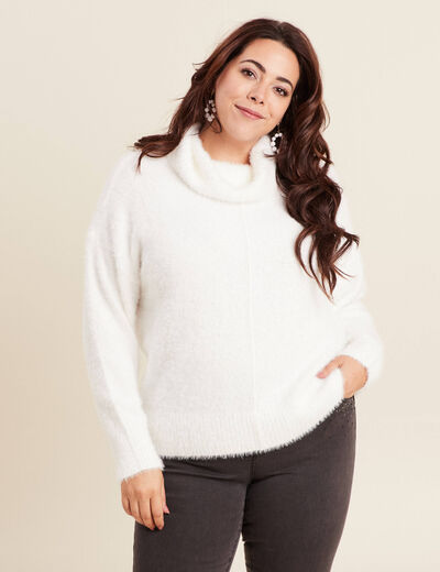 Pull manches longues ecru femme