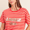 T-shirt col rond manches courtes rose femme